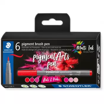 Brush Pen Staedtler Pigment Arts Reds & Pinks 6 vnt.