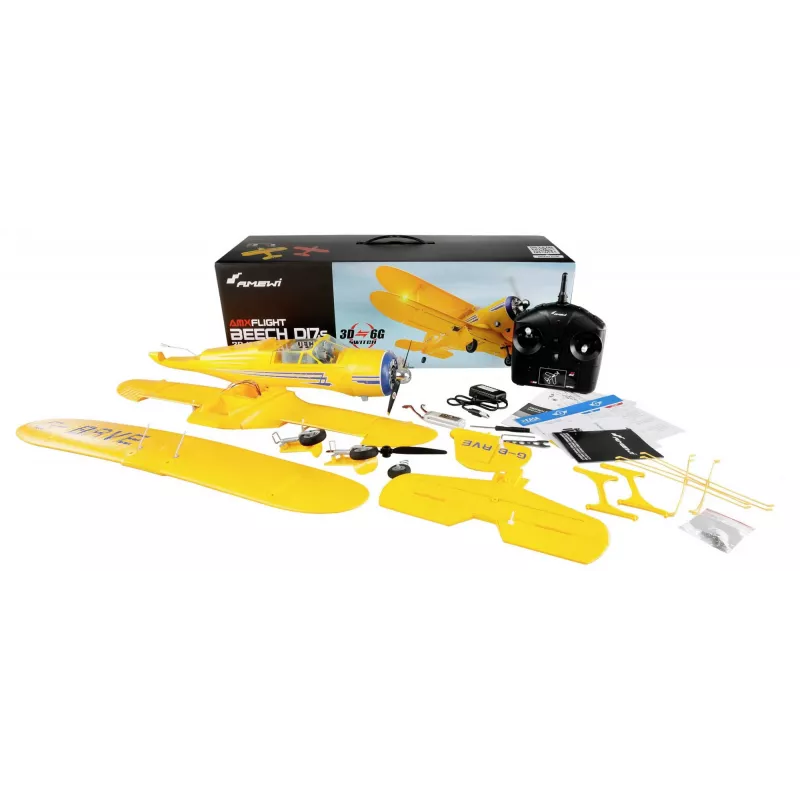 Radijo valdomas lėktuvas Amewi AMXFlight Beech D17s 3D/6G RTF geltonas