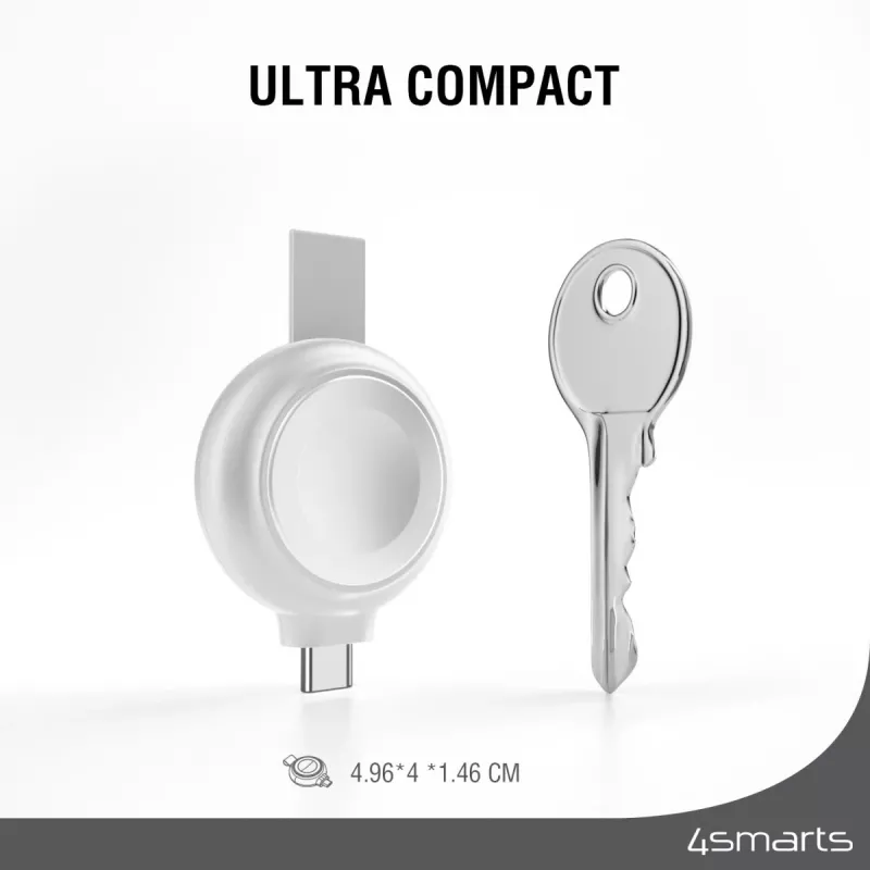 4smarts QI2 Smartwatch Silver USB Wireless Fast Charging – belaidis greitasis Apple Watch ir AirPods įkroviklis