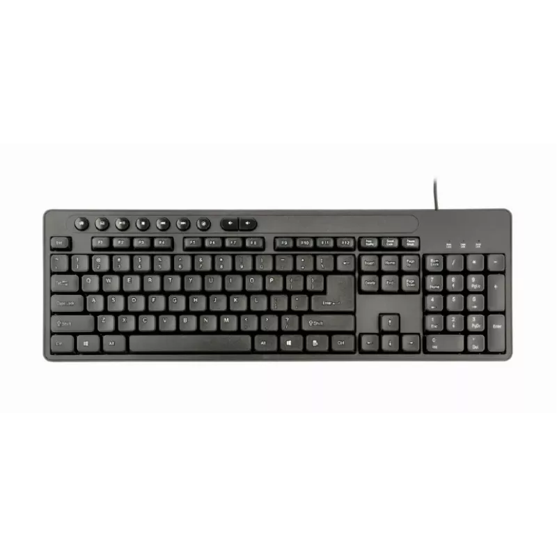 Pilno dydžio laidas klaviatūra Gembird KBS-UM-04 USB QWERTY JAV anglų su pele, juoda, 1.5 m laidas