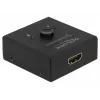 DeLock HDMI 2:1 dvipusis jungiklis 4K 60 Hz kompaktiškas – Mažmeninė dėžutė – Vaizdo/garso perjungiklis – 2 x HDMI – stalinis (64072)
