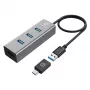 USB 3.2 Gen 1 šakotuvas GRAUGEAR G-HUB4-AC, 4× USB-A, 5 Gbit/s, aliuminis