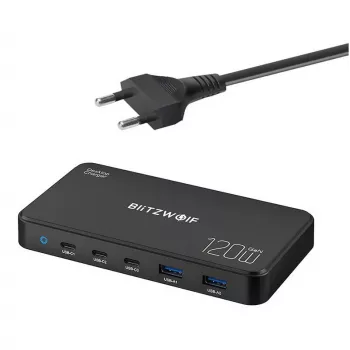 Krovimo stotelė BlitzWolf BW-i100 5-in-1 120W – kelių prievadų įkroviklis telefonams, planšetėms, nešiojamiesiems kompiuteriams