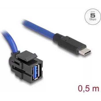 DeLOCK 88156 USB kabelis 0,5 m USB A – USB C juodas mėlynas