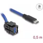 DeLOCK 88156 USB kabelis 0,5 m USB A – USB C juodas mėlynas