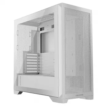 Korpusas MODECOM VOLCANO EXPANSE S MIDI Tower — Baltas, microATX, grūdintas stiklas, USB-C, palaiko GPU 430 mm