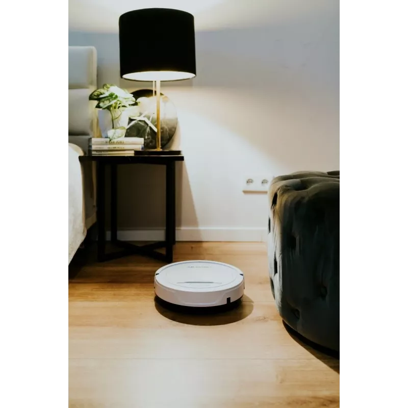 Robotinis dulkių siurblys BLAUPUNKT RVC201, apvalus, baltas, be maišelio, 0,5 L talpa, 55 min veikimo laikas