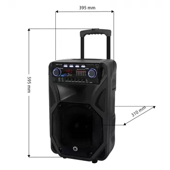 Nešiojama karaoke kolonėlė MANTA SPK5021PRO 20W, 12 col. žemų dažnių garsiakalbis, 80W RMS, Bluetooth, baterija iki 5 val., SD/USB, mikrofono ir gitaros įėjimai