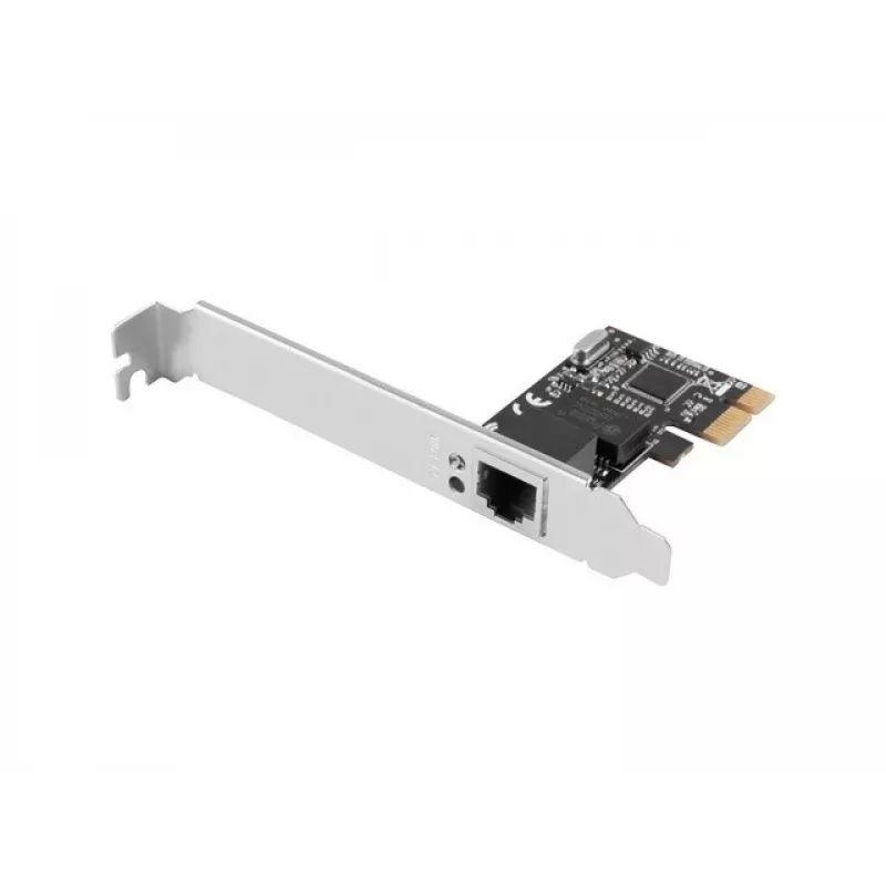 Vidinė Ethernet tinklo plokštė LANBERG PCE-1GB-201, PCI Express, 1× RJ-45 Gigabit (1000 Mbit/s), juoda
