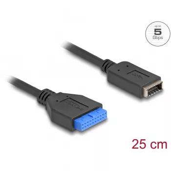 DeLOCK USB laidas, vidinis pin header kištukas į vidinį USB Type-E Key A lizdą, 25 cm