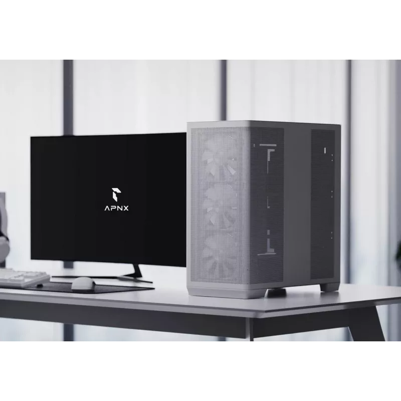 APNX C1-R-WT-v1 Midi bokštas Baltas ATX/Micro-ATX/Mini-ITX 3x120mm priekiniai ventiliatoriai