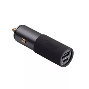 Akyga AK-CH-26 GaN automobilinis įkroviklis 12/24 V, 100 W, USB-C PD 3.0 + USB-A QC 3.0, pilkas
