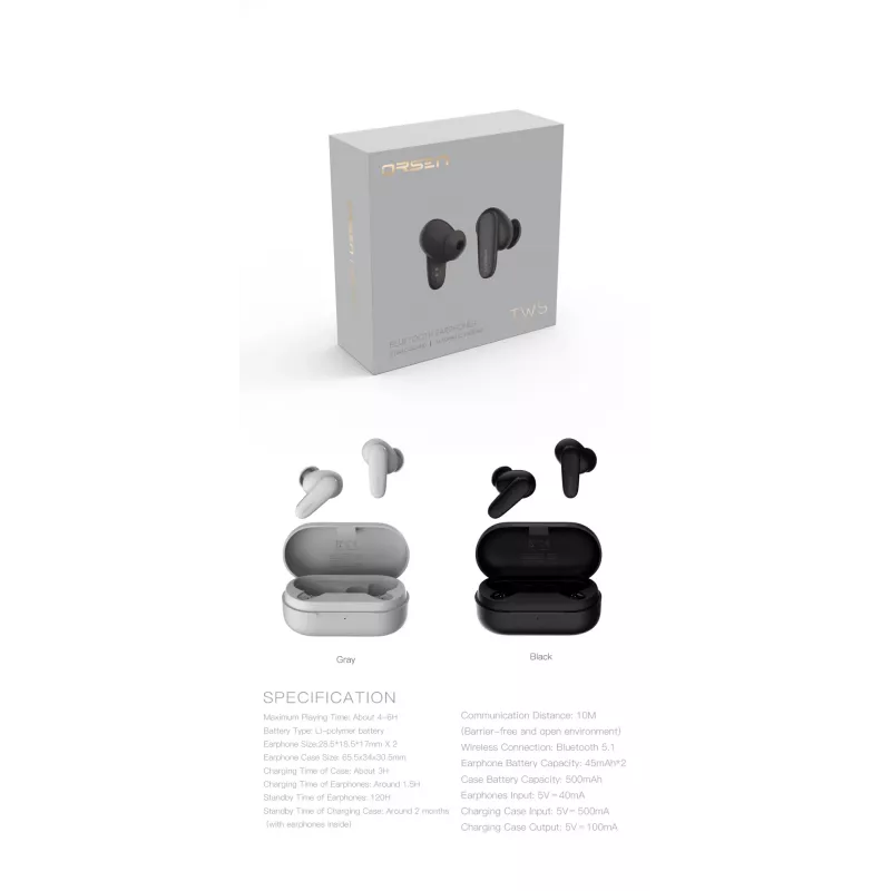 Belaidės ausinės Orsen T3 Bluetooth