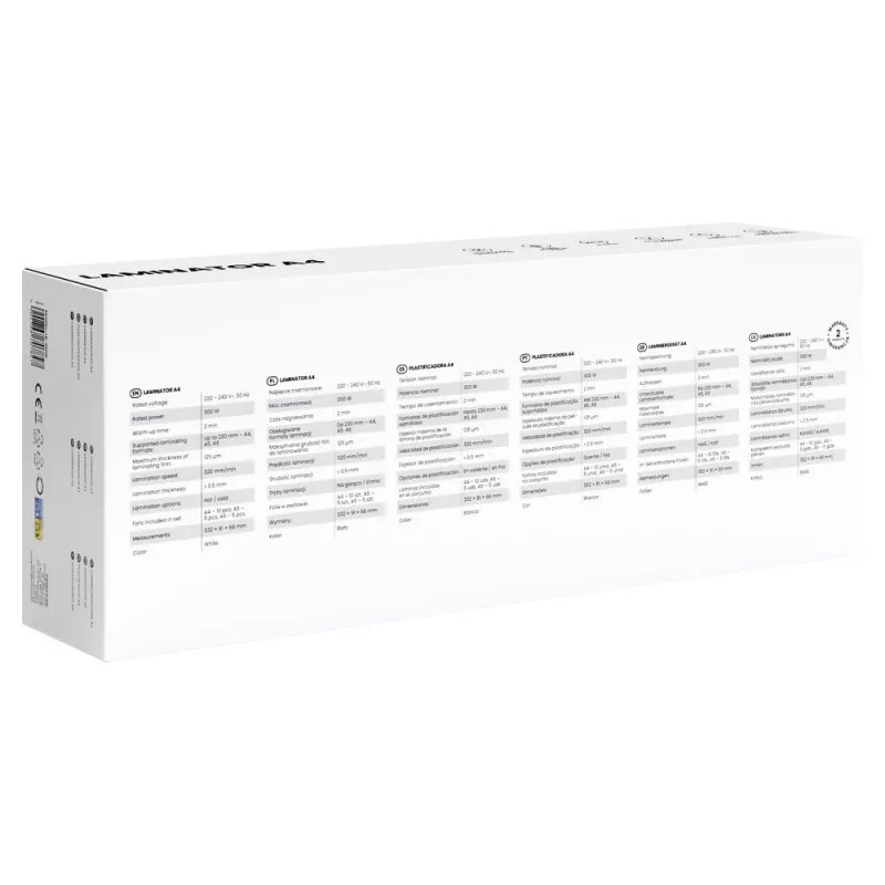 Šaltas/karštas laminatorius SAVIO LR-01/W — maks. plotis 230 mm, 320 mm/min, 300 W, baltas