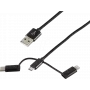 USB laidas ShiverPeaks BS14-50068 1 m USB A / USB C + Micro-USB B + Lightning juodas