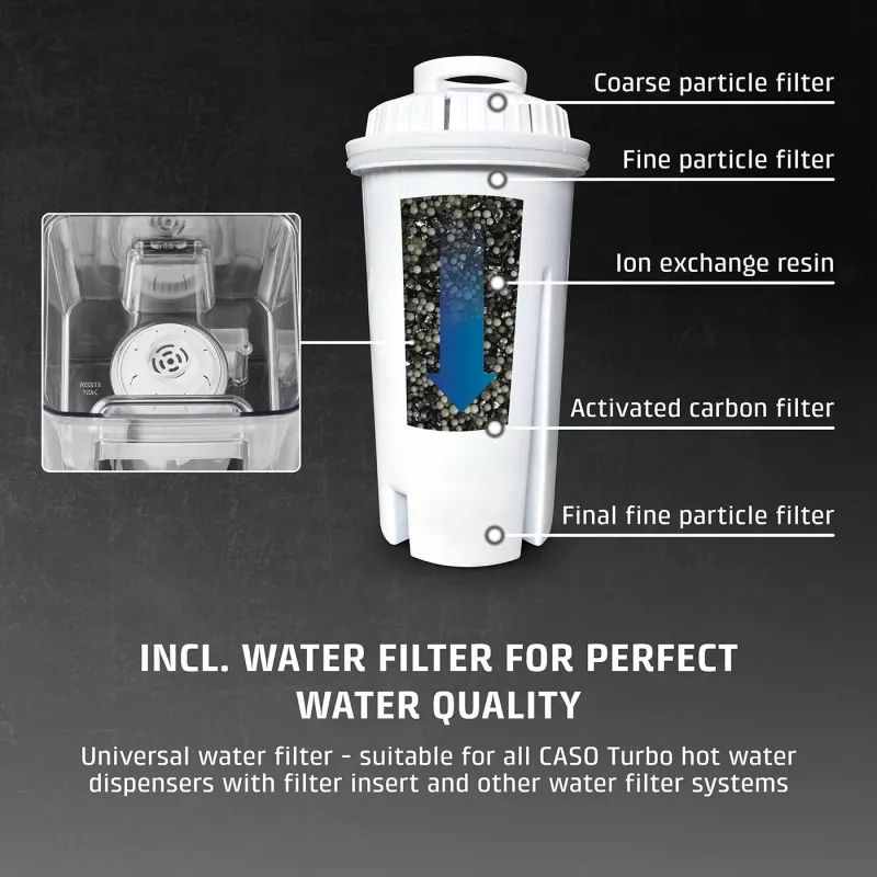 Greitai verdančio vandens dozatorius Caso Turbo HW 620 | 2600 W | 2,5 L | Juodas/Nerūdijantis plienas
