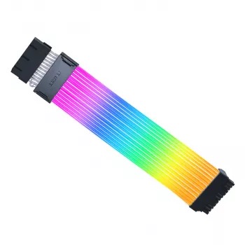 Lian Li Strimer Wireless 24 kontaktų juodas permatomas silikoninis ilginimo kabelis 0.26 m