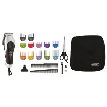 Wahl Color Pro Plus Black, White 10 – plaukų kirpimo mašinėlė su spalvotais šukų antgaliais