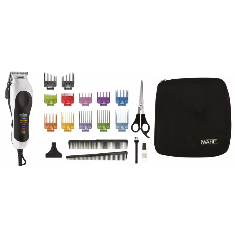 Wahl Color Pro Plus Black, White 10 – plaukų kirpimo mašinėlė su spalvotais šukų antgaliais