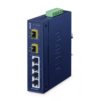 Nevaldomas pramoninis jungiklis PLANET IFGS-620TF, 4 prievadai Fast Ethernet 10/100, 2x SFP