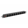 Lanberg PDU-09F-0300-BK maitinimo paskirstymo blokas, 9x F tipo lizdai, 3 m kabelis, aliumininis korpusas, 10 A