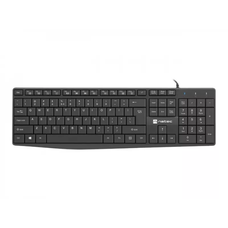 Vielinė pilno dydžio klaviatūra NATEC NAUTILUS NKL-1950 — USB, QWERTY US International, 105 klavišų, Juoda