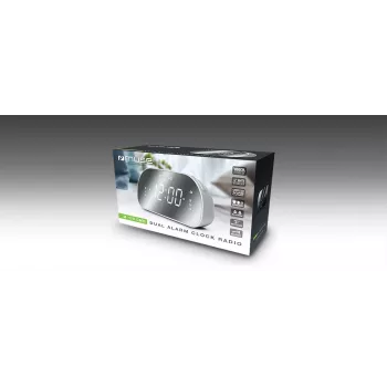 Radijo laikrodis Muse M-170CMR – skaitmeninis radijo laikrodis su 1.2 colio LED ekranu, FM imtuvu, maitinimas 230 V, AAA atsarginė baterija, veidrodinis/baltas
