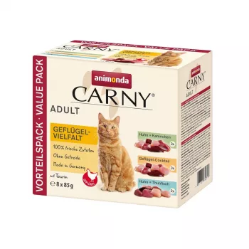 ANIMONDA Carny Adult Poultry mix – šlapias kačių maistas – 8x85g