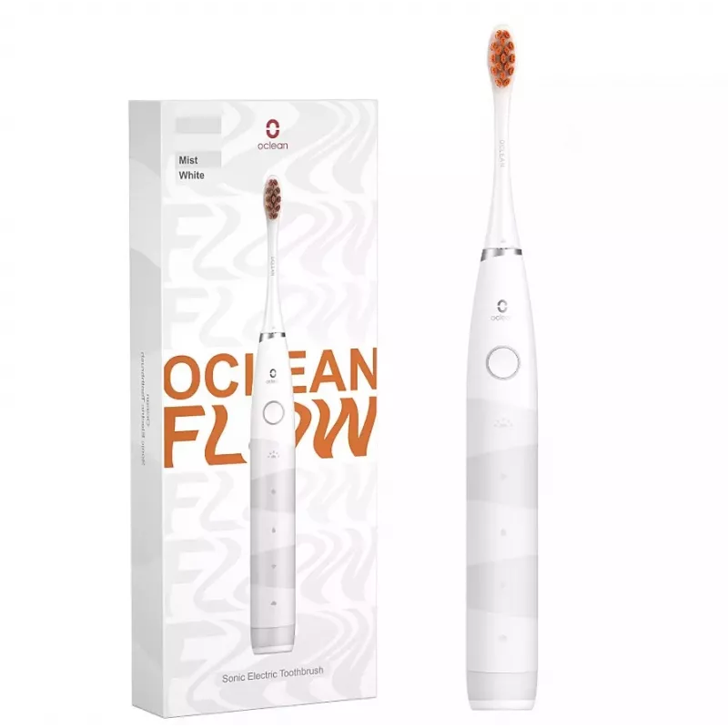 Sonic dantų šepetėlis OCLEAN FLOW suaugusiems – baterijomis maitinamas, balinimo režimas, įmontuotas laikmatis, reguliuojamas greitis, 255 mm aukštis, baltas, 0,13 kg, 1 rankena + 1 antgalis