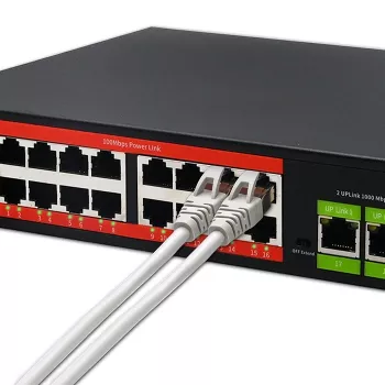Ethernet PoE jungiklis QOLTEC 16x RJ45, 2x RJ45 uplink, 1x SFP (MPN 52291)