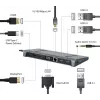 Dokavimo stotelė nešiojamam kompiuteriui Gembird A-CM-COMBO9-02 USB 3.2 Gen 1 Type-C, HDMI, VGA, 3×USB-A, Gigabit Ethernet, 87W PD, Pilka