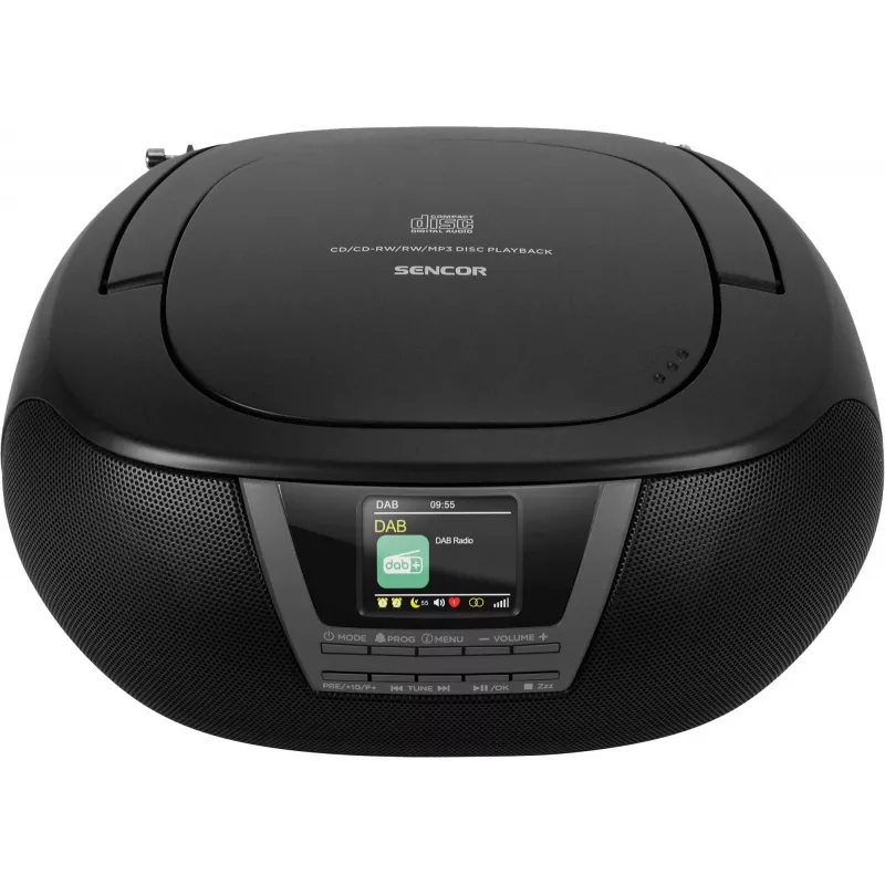 Muzikinis centras SENCOR SPT6200DB su CD/MP3, USB, Bluetooth 5.3 ir DAB+ imtuvu, 3 W RMS, 1,77 colio TFT ekranas