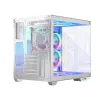 Korpusas MODECOM Volcano Panorama Midi Tower baltas – micro ATX, grūdintas stiklas, ARGB, USB-C, palaiko GPU iki 400 mm