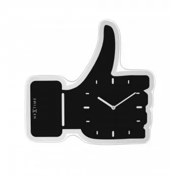 NeXtime 3072zw sieninis laikrodis Thumbs up, 40x41,5 cm, juodas/sidabrinis