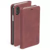 Krusell Sunne 4 Card FolioWallet dėklas iPhone XS Max, raudona, natūrali oda