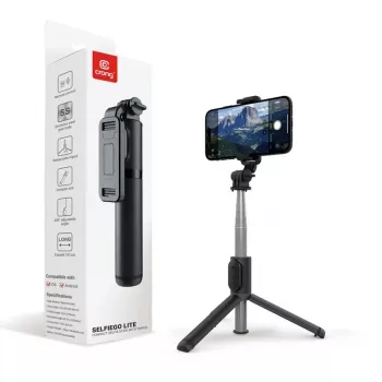 SelfieGo kompaktiška self lazdelė Bluetooth trikojis (20-101 cm) Crong CRGSGL1B