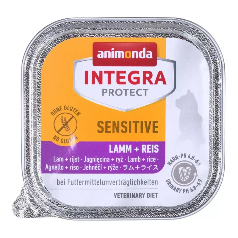 Animonda Integra Protect Sensitive šlapias pašaras katėms su ėriena ir ryžiais, 100 g