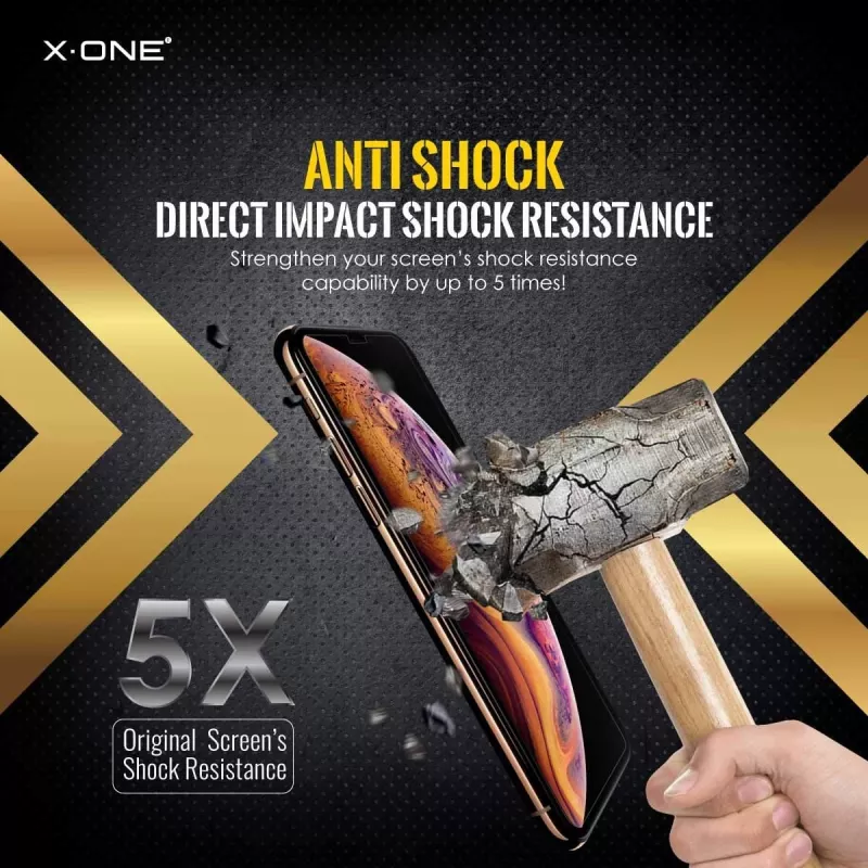 Apsauginis stiklas X-ONE Extreme Shock Eliminator, skirtas iPhone X, juodas, atsparus smūgiams, patvarus