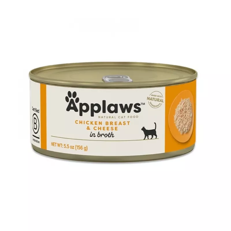 Šlapias pašaras suaugusioms katėms Applaws Vištienos krūtinėlė su sūriu sultinyje, 156 g