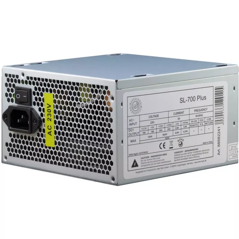 Inter-Tech SL-700 Plus - Maitinimo blokas (vidinis) - ATX12V 2,4 - AC 230 V - 700 W - aktyvus PFC
