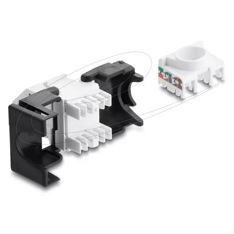 DELOCK Keystone modulis RJ45 lizdas į LSA Cat.6 45° kampu nesutvirtintas juodas