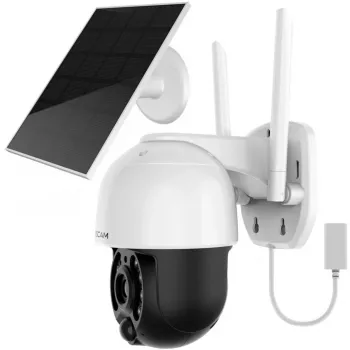IP apsaugos kamera Foscam B4 Dome 4 MP (2560×1440), Wi‑Fi 2,4 GHz, IP65, Saulės + baterija 5000 mAh, 355° pasukimas, 90° pakreipimas