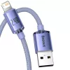 Baseus Crystal Shine laidas USB į Lightning, 2,4A, 2m (violetinis)