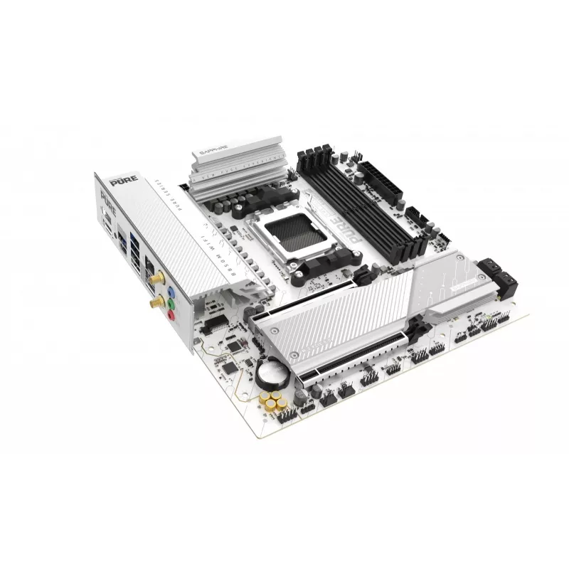 Motininė plokštė Sapphire PURE B850M WIFI Micro ATX — AMD B850, Socket AM5, DDR5 iki 8000 MHz, 4 DIMM, Wi‑Fi 6, 2.5Gb LAN, 2× M.2, PCIe 5.0 x16