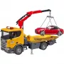 BRUDER Scania Super 560R pagalbos kelyje komplektas su vilkiku ir roadster