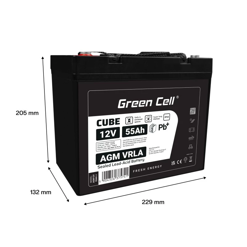 Akumuliatorius AGM VRLA 12V 55Ah IP54