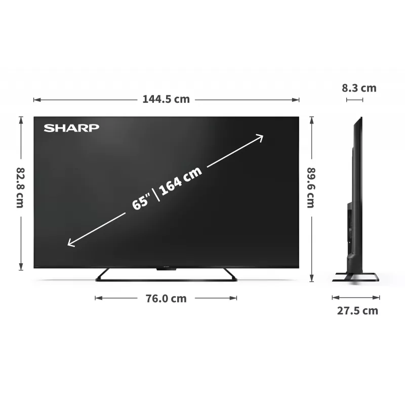 Sharp 65HR7265E 65 colių Smart TV su Google TV, juodas