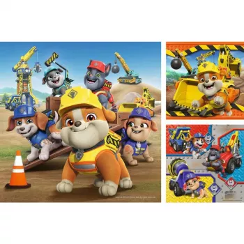 Vaikiškų dėlionių rinkinys Ravensburger Rubble & Crew darbinės transporto priemonės — 3 dėlionės × 49 detalės