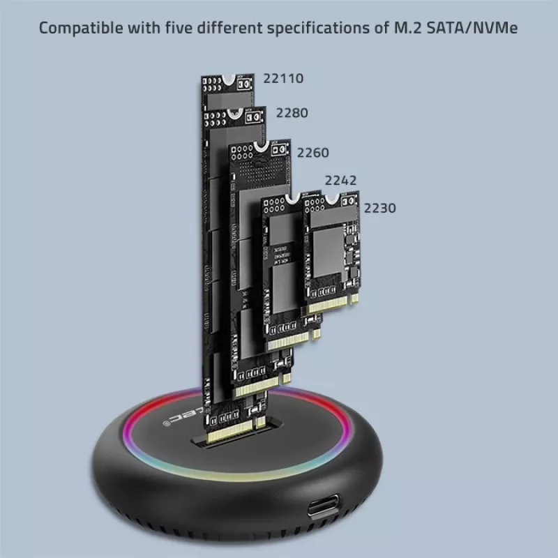 M.2 SSD dokų stotelė QOLTEC 52275, SATA ir NVMe diskams, USB jungtis