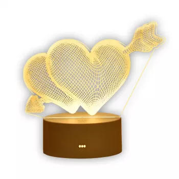 Nakties šviestuvas Extralink HOME 3D optinė iliuzija 'Pierced Hearts' USB naktinis šviestuvas